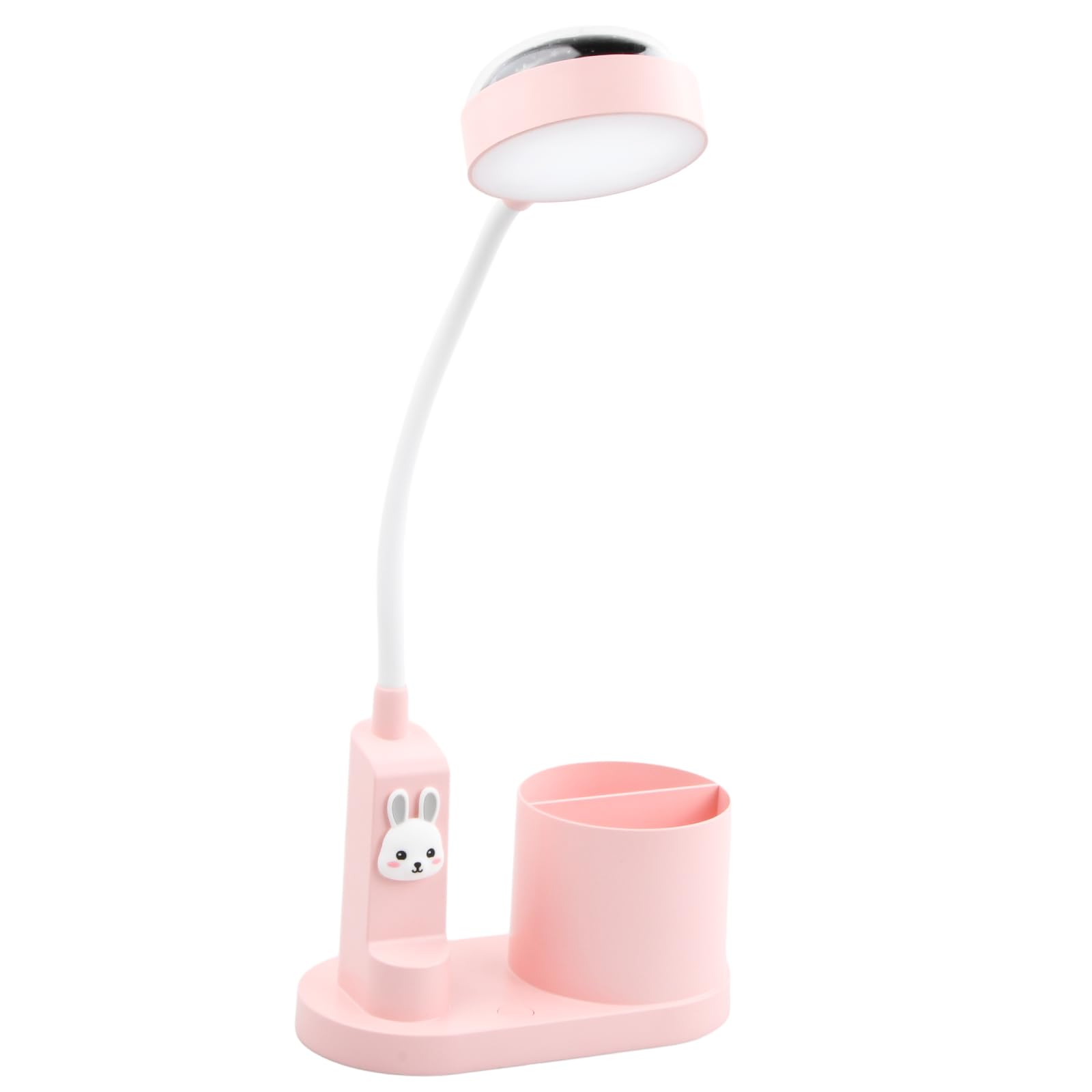 Jinlaili Lámpara de Escritorio LED Recargable, Lámpara Escritorio Infantil con Proyector Estrellas y Portalápices, Lámpara Lectura de Cuello Cisne Flexible, Lámpara Mesa Regulable con 3 Niveles Brillo