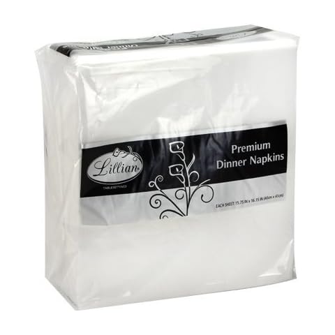 Lillian Tablesettings Premium White Napkins, Large Dinner Napkin, 3 Ply Paper White, 75 Count Cover