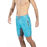 Spyder Men's Standard 9' Textured Digital Hybrid Board Short, Aqua, X-Large