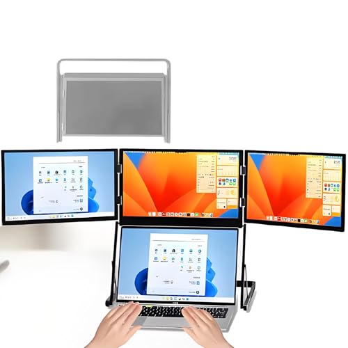 Image of 15.6 inch Desktop Triple Screen Extender,w /10-25 cm Height Adjusted Kickstand,Type-C /HDMI /USB-C Plug-Play Triple Monitor,1080p FHD IPS Display