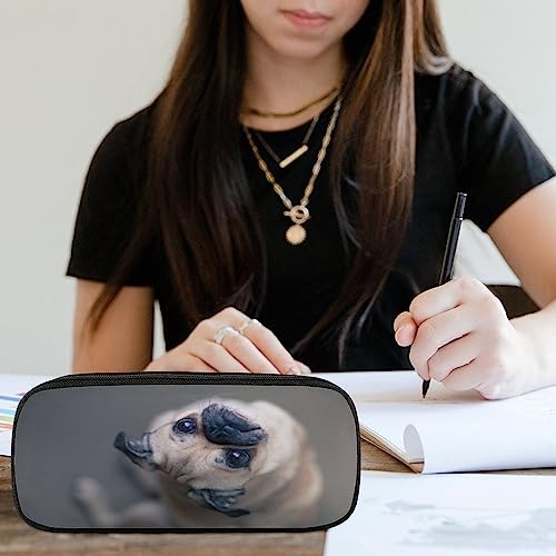 Fionel Cute Dogs Eye Pu Leather Quad Pen Case Zipper Pencil Pouch Holder For Pens Case Office Storage Box Organizer Pen Bag(8×1.5×3.5 In) #TOP4