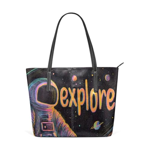 XYMZR PU Leather Tote Bag Astronaut Explore for Women –