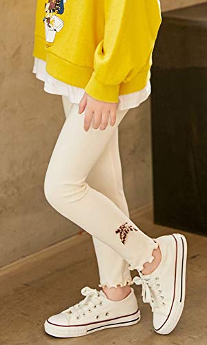 Girls' Soft Bowknot Ruffled Footless Tights Stretch Pants2