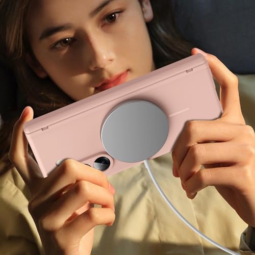 Coque silicone pour Samsung Z Fold6 rose à induction magnétique stable