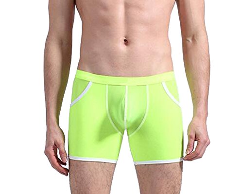GuPoBoU168 Mens Sheer Breathable Soft Pockets Shorts Underwear Green XL