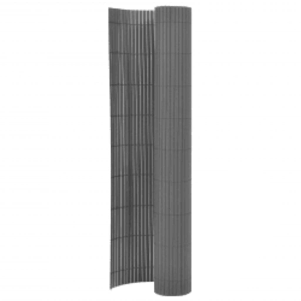vidaXL Double-Sided Garden Fence Outdoor Terrance Backyard Fencing Privacy Screen Porch Blind Windbreak Fence Panel Barrier Edging Grey