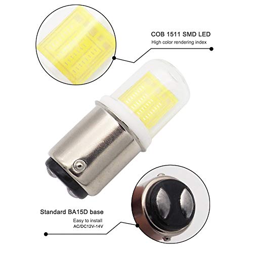 GRV Ba15d 1076 1142 COB 1511 LED Lights for Vehicle Boat 2.5Watt Double Contact Bayonet Base With Glass Cover AC/DC 12V -14V 25W Halogen Bulbs Replacement Cool White Pack of 2 - Thumbnail 6
