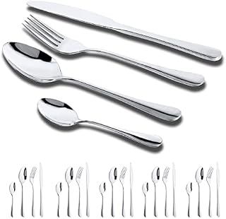 Cutlery Set,24pcs Tableware Cutlery for 6 People Dinner Spoon Knife and Fork Sets,Stainless Steel Dishwasher Safe/Easy Clean Silverware Cutlery Sets