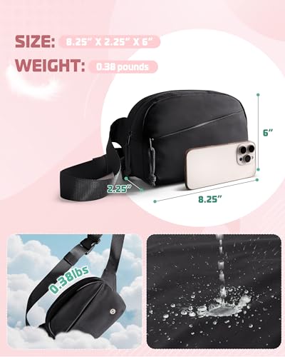 Image of Smasrob Fanny Pack for Women, Crossbody Sling Bag Waist Bag with Pockets | Lightweight, Water-repellent fabric, Adjustable Strap, Black