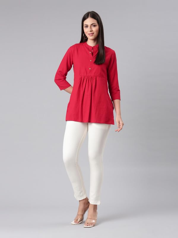 Image of GO COLORS Ponte Smart Kurti Pants Full Length for Women | Breathable, Mid Rise
