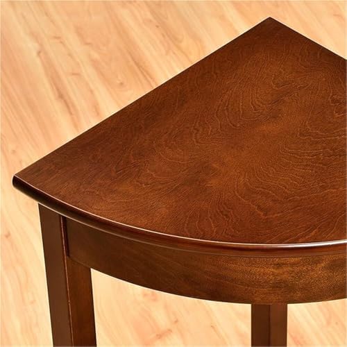 Compact Triangle Solid Wood Corner Table with 2 Shelves – Stylish Space-Saving Sofa Accent Table for Small Rooms, Brown Corner Shelf Unit for Home Decor