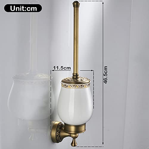 CASEWIND Toilet Brush Wall Mount, Vintage WC Brush and Holder Set, for Hanging Solid Brass and Ceramic Antique Retro - Image 7