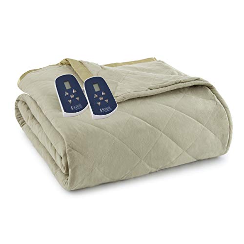 Thermee Micro Flannel Electric Blanket, Sage, Queen