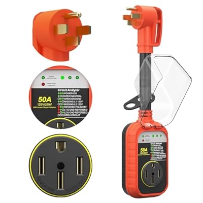 RV Surge Protector 50 Amp Waterproof, Camper Accessories for Travel Trailers RV Electric Watchdog 6250 Joules RV Circuit Analyzer RV Adapter Power Monitor Surge Guard 50 amp, UL Listed