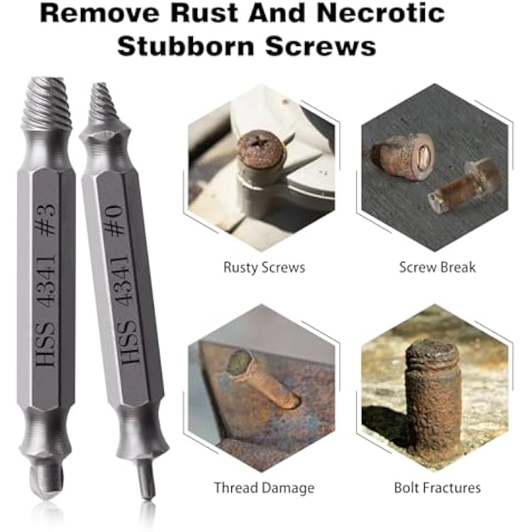 Damaged Screw Extractor Set – Stripped & Broken Bolt Remover Kit With HSS Bits, Ideal Gifts For Men, Dad, Husband – Stocking Stuffers, Valentine's Day, Father's Day Gift Ideas