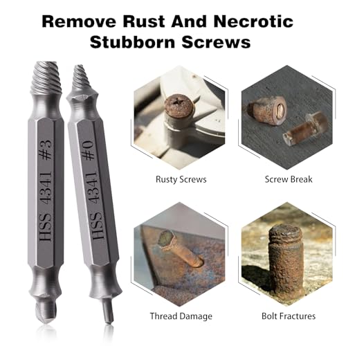 Valkynos Gifts for Men, Damaged Screw Extractor Set 6 Pcs, Valentine\'s Day Gifts for Him, Husband, Stripped Screw Nuts Bolts Drill Bit Tool, Easy Out Removal of Rusty Broken Mechanical Accessories - Thumbnail 4