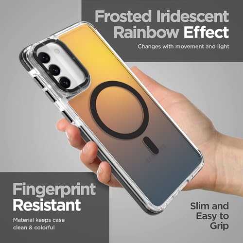 Image of Magnetic Case for Samsung Galaxy S22 [Compatible with Magsafe] [Cute Fashion Fluorescent Design] [1 Screen Protector] Slim Translucent Matte Case for Galaxy S22 6.1 inch, Black