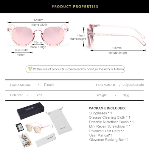 Image of Gleyemor Kids Polarized Cute Round Sunglasses for Kids Girls Boys Age 3-8