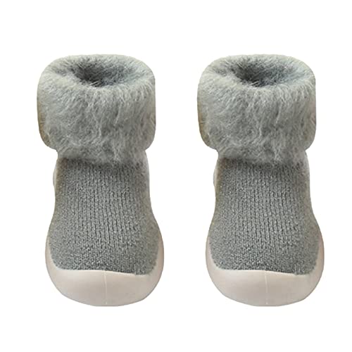 Girls Trainers, Kids Toddler Baby Boys Girls Solid Warm Knit Soft Sole Rubber Shoes Socks Slipper Stocking
