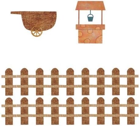 My Wonderful WallsWall Stickers for Kid's Farm Mural, Wheelbarrow-Well-Fence, Brown/Orange