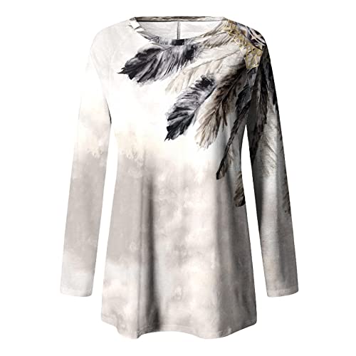 Blouses For Women Fashion 2023 Long Sleeve Vintage Western Aztec Loose Fit Hawaiian Beach Shirts Summer Casual Trendy Dressy Blouses Clothes Outfits Spring Plus Size Fashion Boho Tunic Tops Beige S #TOP4