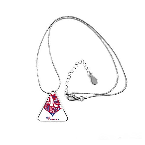 Collier pendentif triangle motif Amérique Red Heart Love en acier pour femme et homme