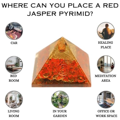 Image of Red Jasper Pyramid | 3-Inch | Large Healing Pyramid for Grounding, Energy Cleansing, and Emotional Stability|Spiritual Decor for Home and Office