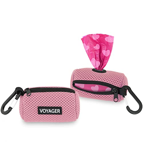 Image of Best Pet Supplies Dog Poop Bag Holder Leash Attachment, Color, Reusable Mesh Dispenser Pouch for Travel, Walking, Park, and Outdoor Use, Soft and Durable with Clip-On - Mesh Pink, Pack of 2