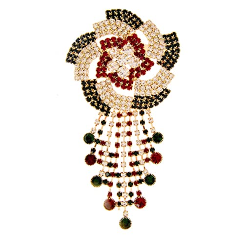 Broches à fleurs strass luxe avec pampilles pour femmes élégantes