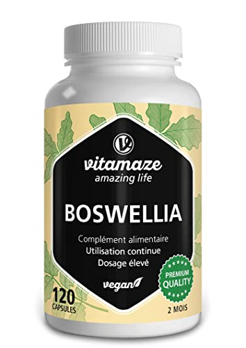 Boswellia Serrata Gélules 9.000mg 10:1-120 Gélules Végétalien D'Extrait par Dose Quotidienne - 85% D'Acide de Boswellia, 100% de Boswelia Serrata Indien, Made in Germany