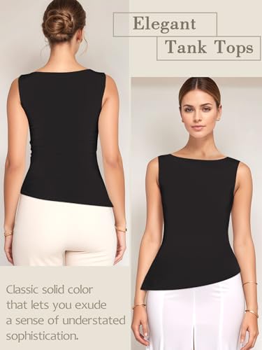 Going Out Summer Tank Tops for Women Trendy Y2k Cami Top Asymmetrical Sleeveless Boat Neck Solid Cute Shirts3
