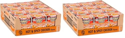 Image of Maruchan Instant Lunch Ramen Noodles, Hot & Spicy Chicken Flavor - Japanese-Style Instant Noodle Soup, Easy Meal Ready in 3 Minutes - 2.25 Oz., (Pack of 24)