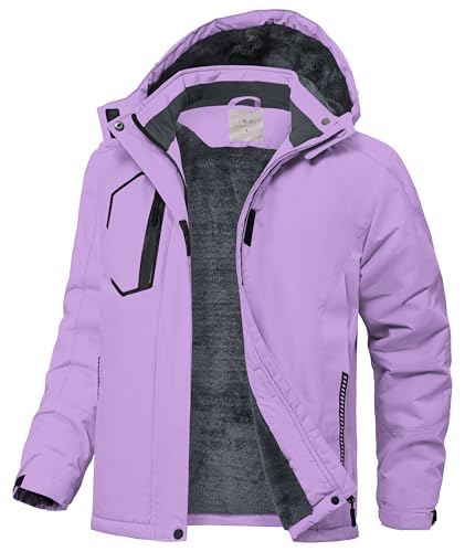 Zoofly Veste de Ski Enfant Imperméable avec Capuche Hiver Manteau Fille Doublé Polaire Chaud violet XS(4-5)