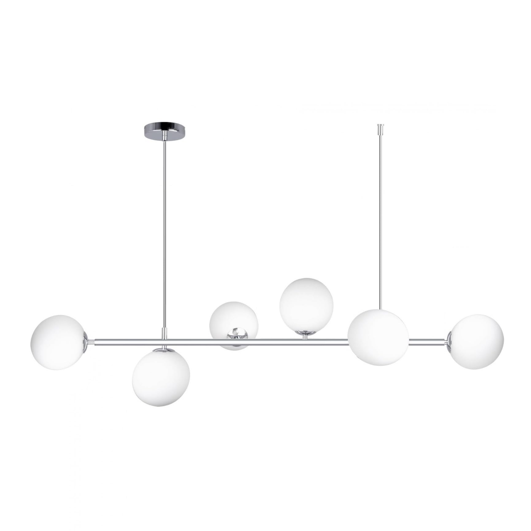 TOT ELECTRIC Lampadario a sospensione Argento in metallo con 6 Sfere in Vetro bianco attacco E27 design moderno minimal
