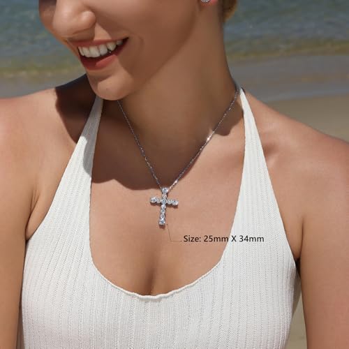KRKC&CO Moissanite Cross Necklace for Women: 0.6-4.3ct D-Color VVS1, 14K Gold 925 Sterling Silver, Hypoallergenic Pave-Set Cross Pendant, Gift for Birthday Wedding, Luxurious Gifts Jewelry Box​2