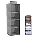 Scaffale da Appendere, Organizer Armadio da Appendere, Scaffale Pensile Pieghevole, Organizzatore Pensile, Organizer Armadio Ripiani Pensili, 4 Scomparti, 26 / 27 / 77 cm, Grigio