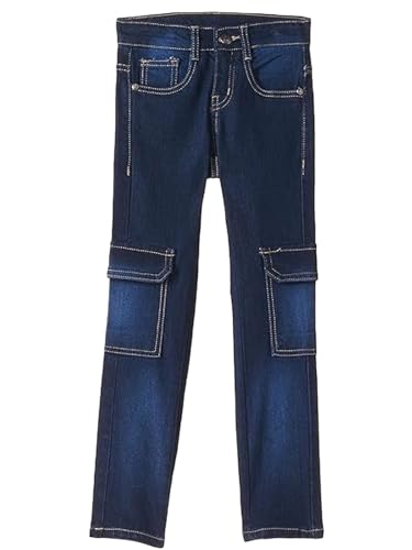 Image of Urbano Juniors Boy's Slim Fit Washed Denim Cargo Jeans with 6 Pockets Stretchable