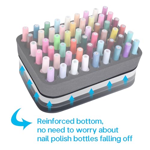 Image of Nail Polish Organizer Holder Foam Pad with Slots for Storage 54 Bottles (15ml /0.5fl.oz) Nail Polish or Essential Oil Tray for Drawers Black