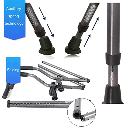 1 para amortyzatorów kul pod pachami, składane medyczne kule ortopedyczne i ergonomiczne uchwyty, ergonomiczne regulowane pomoce do chodzenia w kształcie litery F (rozmiar: 158 cm)