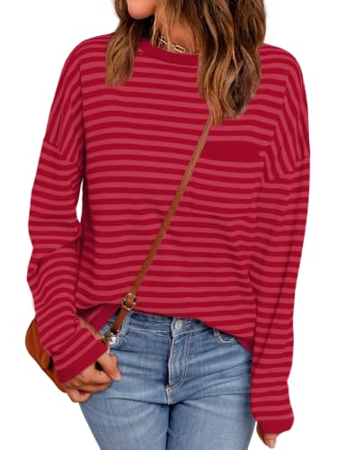 Image of LILLUSORY Womens Striped Lightweight Sweaters 2026 Fall Fashion Outfits | Cozy Knit, Work Office Pullover Crewneck Pullover, Cute Teacher Clothing, Old Money Clothes, Ladies Trendy Long Sleeve Tops