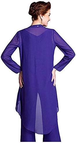 Women's 3 PC Elegant Chiffon Outfit Pants Suits for Mother of The Bride Plus Size Evening Gowns