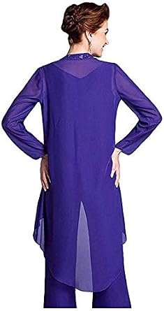 Women's 3 PC Elegant Chiffon Outfit Pants Suits for Mother of The Bride Plus Size Evening Gowns