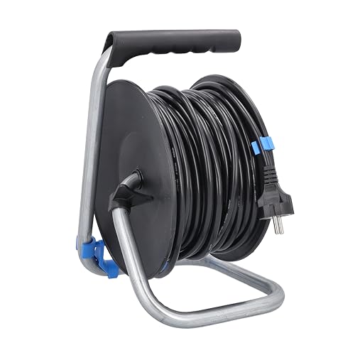 Enrollacables de 25 m para interior con base de 4 enchufes IP20 y cable alargador compacto 4