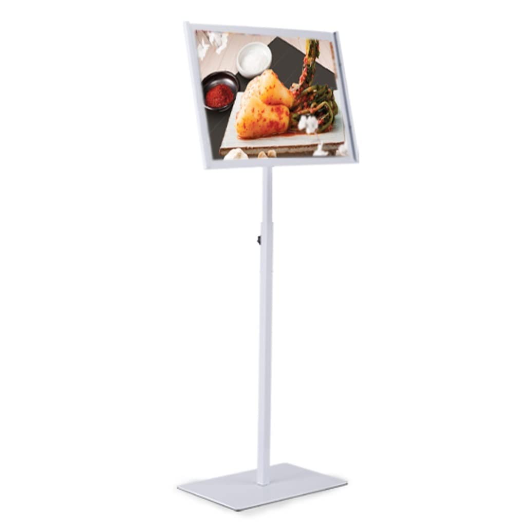 WIGSELBL Soporte ajustable para cartel de póster resistente a presión de aluminio abierto pedestal soporte de señal de pie vertical y horizontal muestra (color: blanco, tamaño: A4)