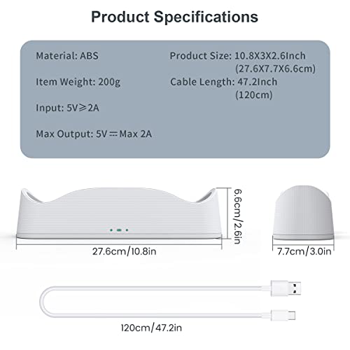 Ba1 Charging Dock For 2 Magnetic Charging Station With 2 Color Led Indicator Light Wall Mount Magnetic Base Charger Charging Stand With Usb-C Charge Cable Ba1(White) #TOP5
