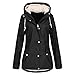 Produktbild Chunmei Hoodie Damen Langarm Cardigan Lose Jacke Fleece-Futter Skijacke Berg Warme Regenjacke Kordelzug Taschen Einfarbig Reißverschluss Windsicher Wander Warm Wintermantel Übergangsjacke Tops 4XL
