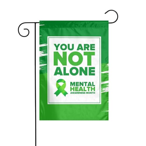 Mental Health Awareness Month Green Ribbon Garden Flag Double Sided Vertical Outdoor Decorative Yard Sign Welcome Banner For Home Lawn Patio 12"X18"