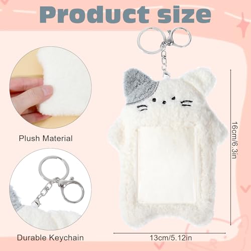 guduling 2 Stück Photocard Holder Keychain,Cartoon Plüsch Fotokartenhalter,Kawaii stray kids photocard holder,koreanischer Stil Plush photo card holders für Büro und Schulbedarf Fotoshow (Weiß)