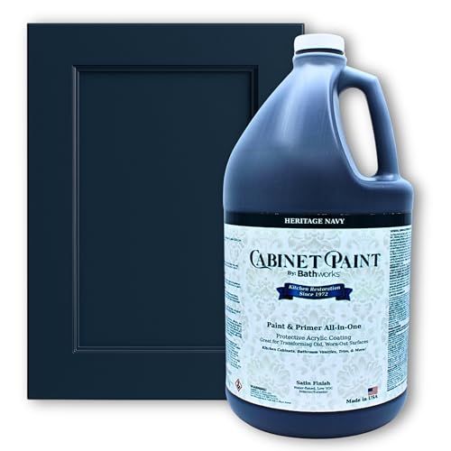 Bathworks Cabinet & Furniture Paint - Satin Finish, Easy Application, Low-VOC, Durable, Made in USA (Heritage Navy, 1 Gallon)