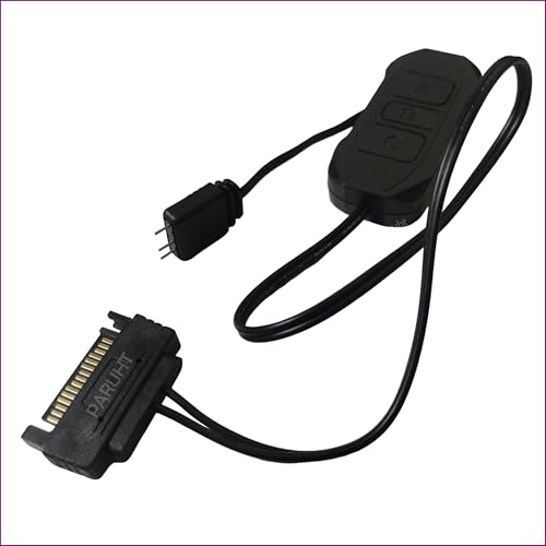 Image of ARGB Controller 5V 3-Pin RGB Controller with Built-In Lighting Modes, SATA Power Supply, Remote Button Control for ARGB Fans, Light Strips, Lighting Boards Black RGBCC-1